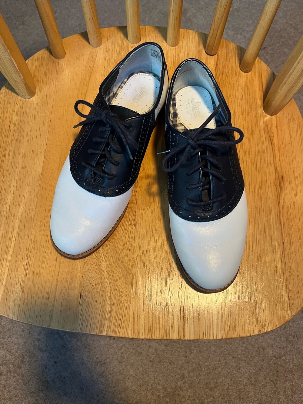 Bass Two-Tone Saddle Oxfords in Black, White and Brown